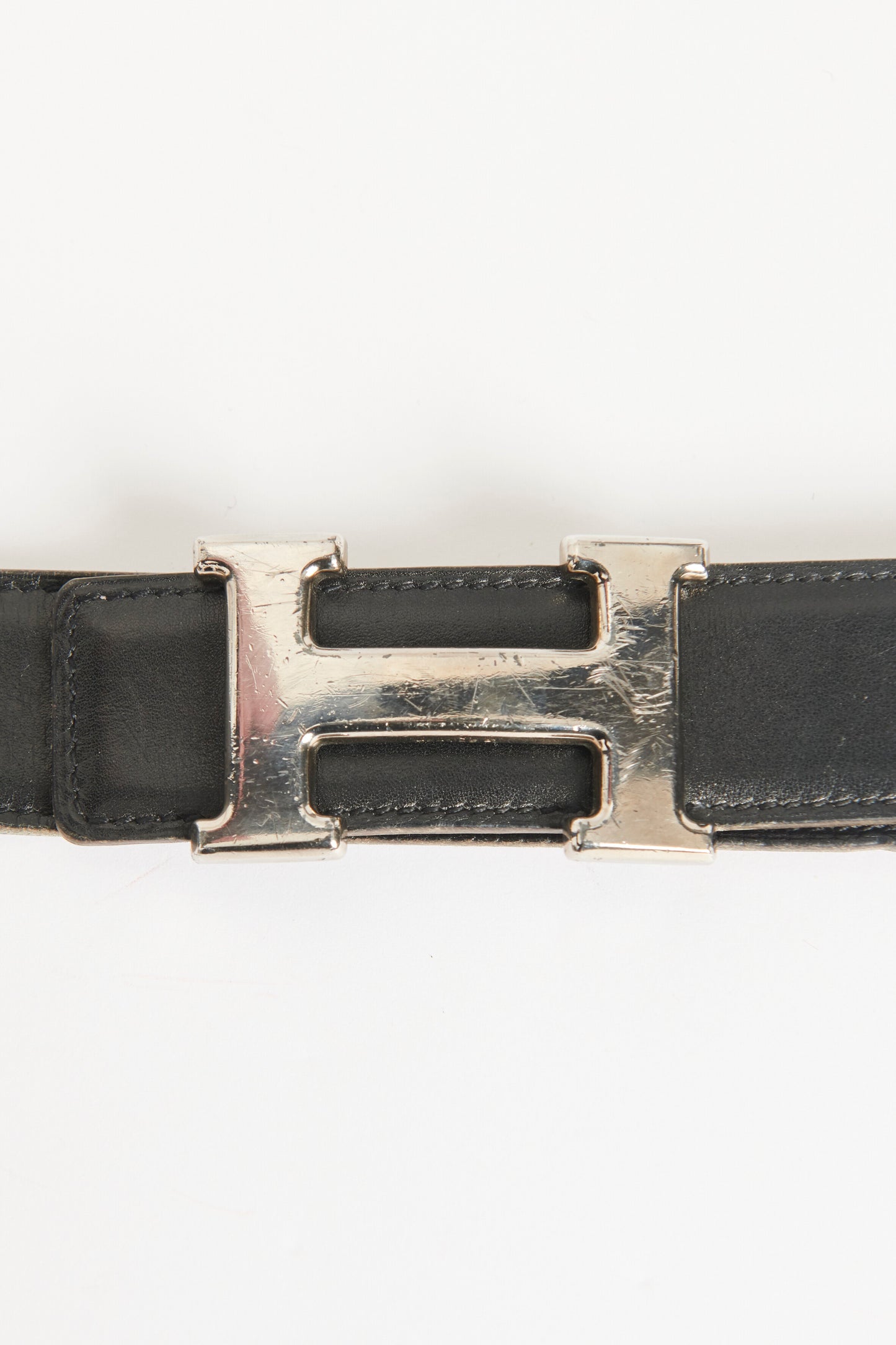 1997 Black Leather Preowned Constance Reversible Belt