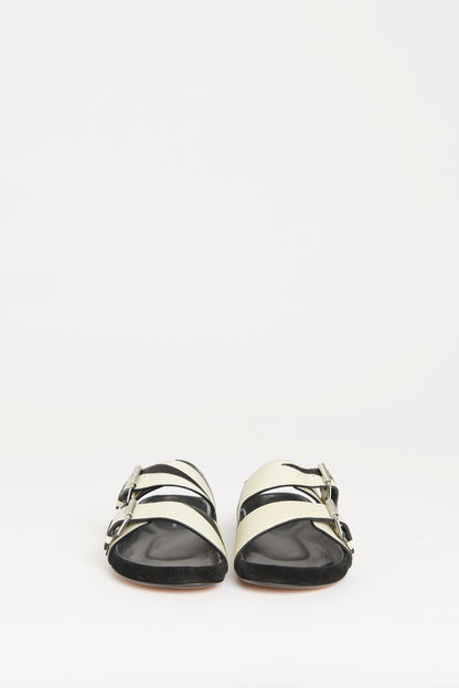 Monochrome Lennyo Leather Preowned Flat Sandals