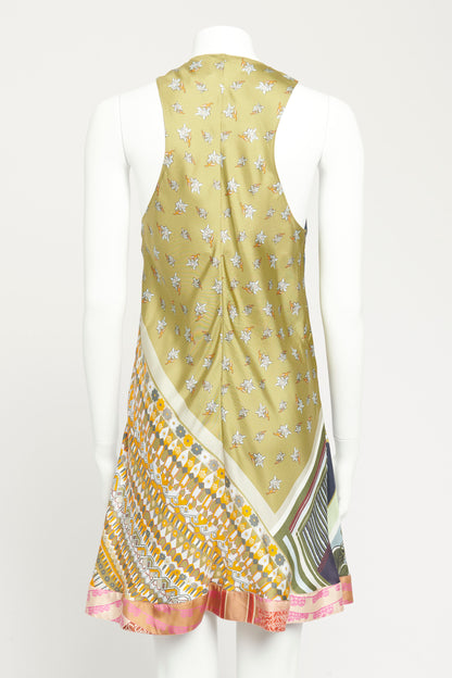 2019 Multicoloured Silk Twill Patchwork Preowned Mini Dress