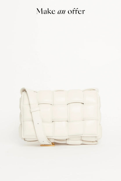 White Leather Cassette Shoulder Bag