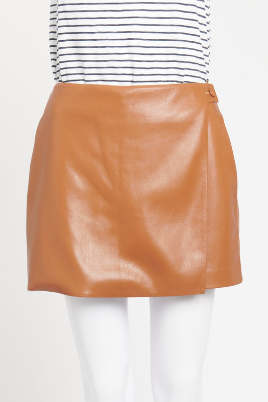 Brown Faux Leather Preowned Skort