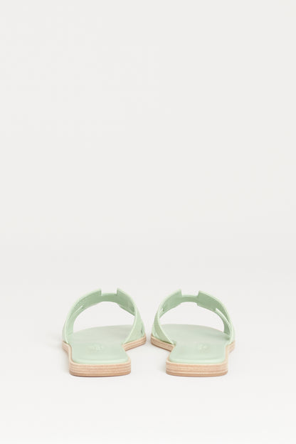 Green Epsom Leather Preowned Jade Vert Oran Sandals