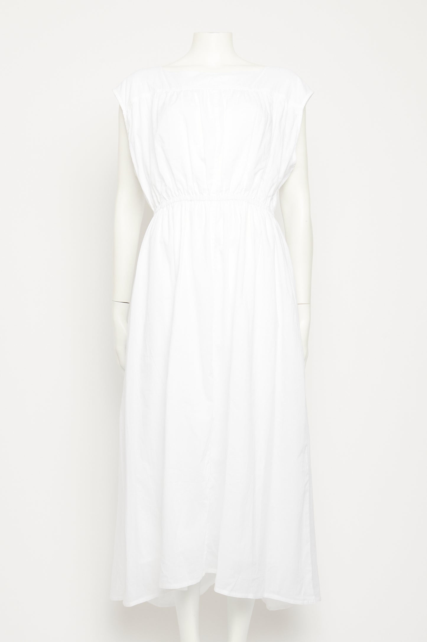 White sleeveless cotton dress