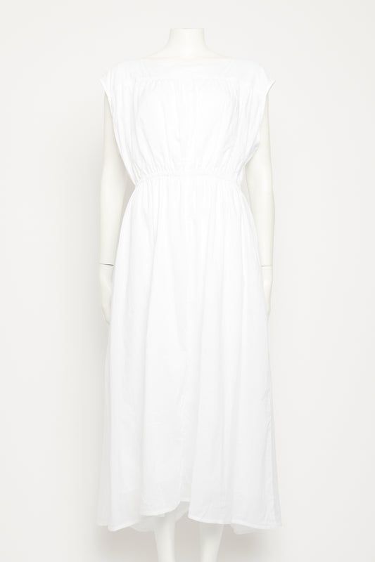 White sleeveless cotton dress