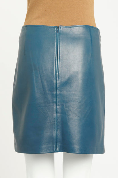 2010 Blue Lambskin Preowned A-Line Skirt