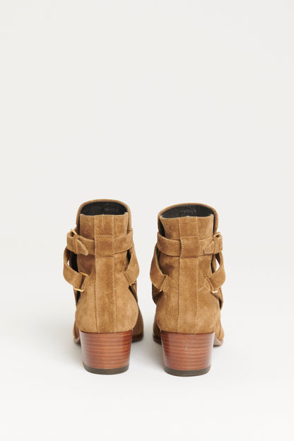 Brown Suede Preowned Blake Wrap Around Ankle Boots