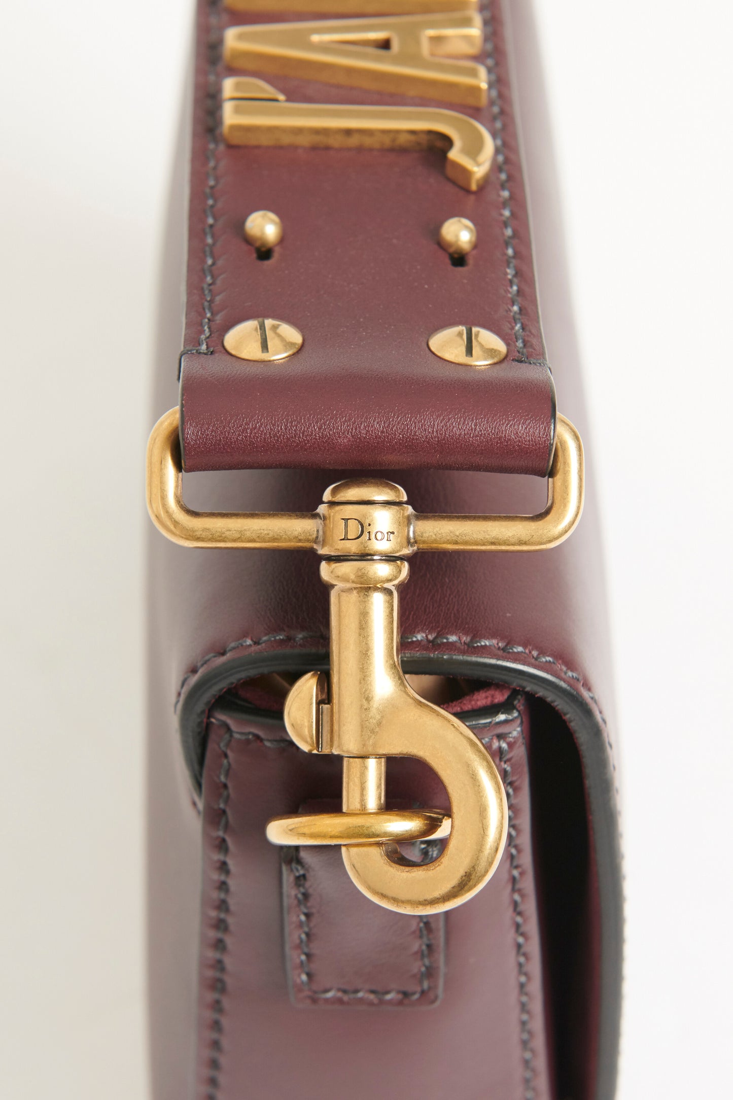 2017 Burgundy Leather Preowned J'adior Clutch Bag