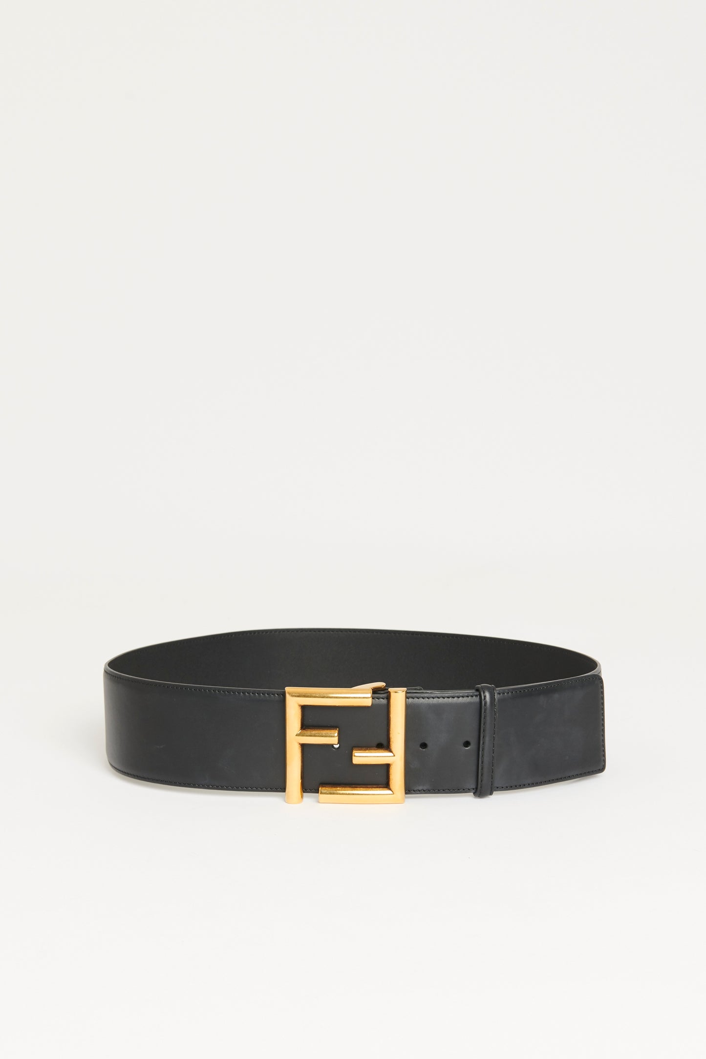 Black Leather Preowned FF Large Belt