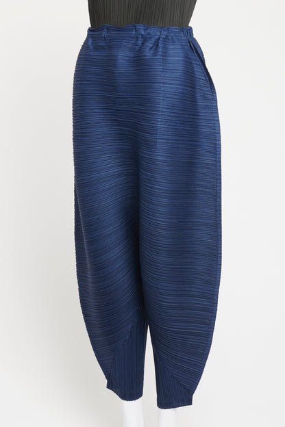Blue Polyester Preowned Dropped Crotch Culottes