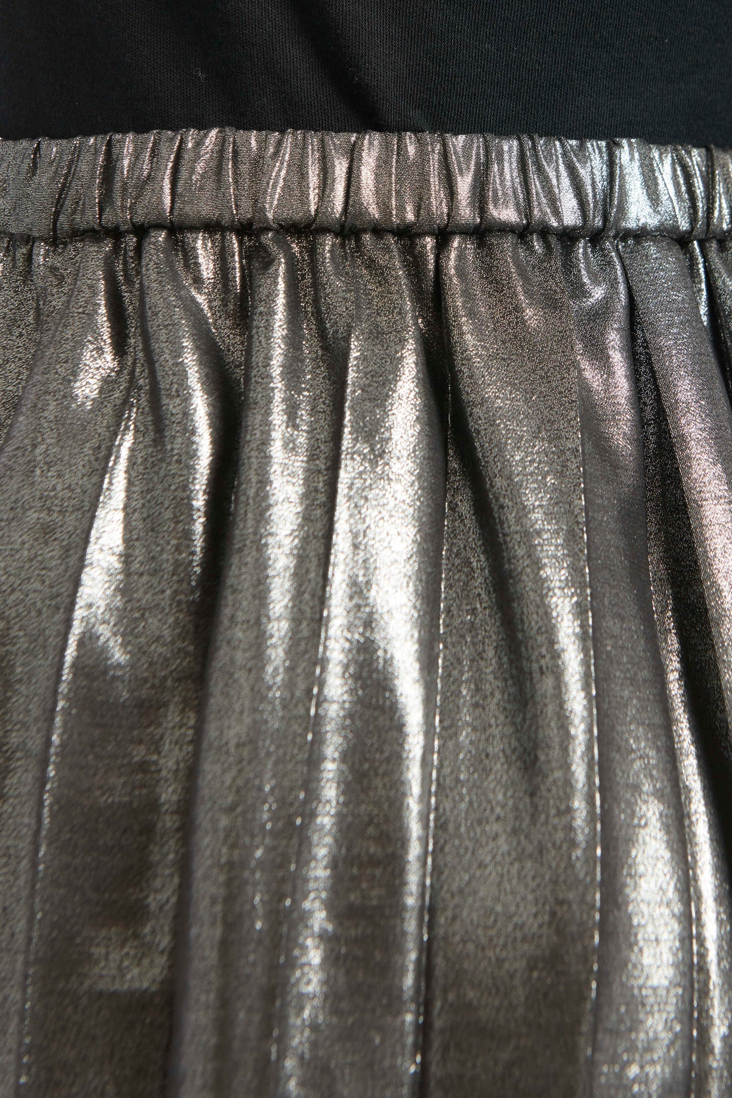 Silver Polyester Preowned Sunray Pleated Midi Skirt