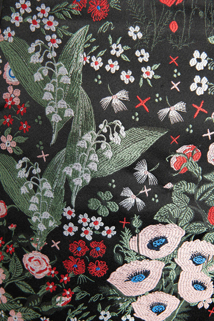 Black Silk Jacquard Preowned Floral Mini Skirt