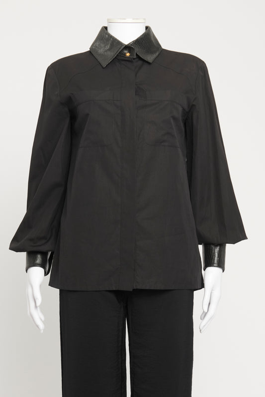 Black Cotton Preowned Button Up Shirt