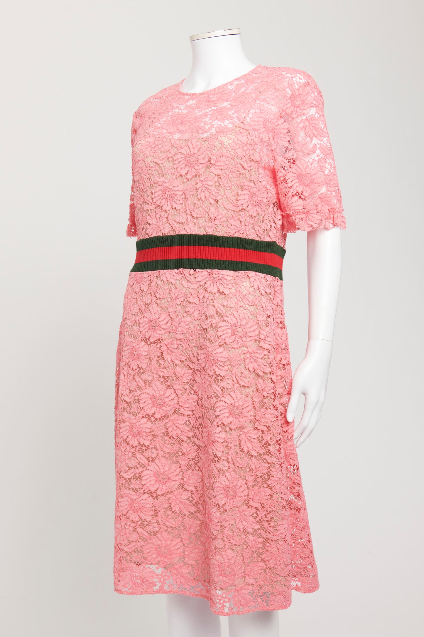 Pink Lace Preowned Zip-Up Knee Length Dress