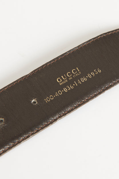 1995 Brown Leather Preowned Oversized G Logo Belt