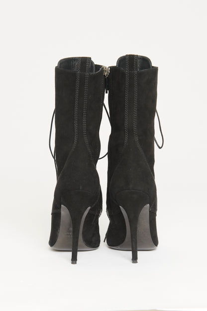 Black Suede Preowned Lace Up Boots