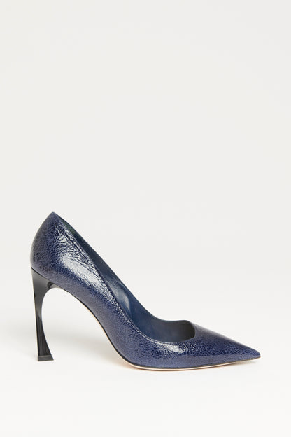 2013 Blue Cracked Patent Leather Preowned Songe Pumps