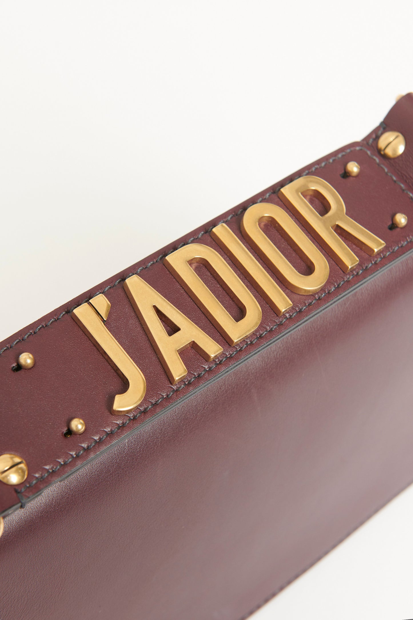 2017 Burgundy Leather Preowned J'adior Clutch Bag