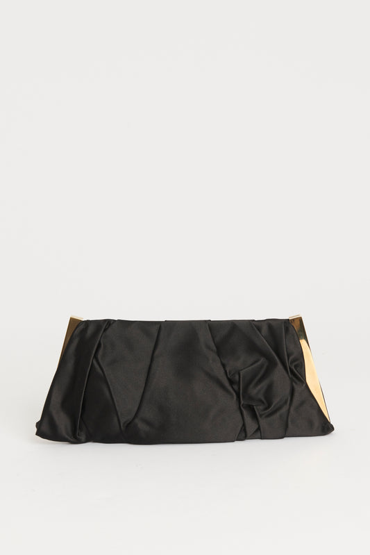 Black Satin Preowned Oversized Clutch