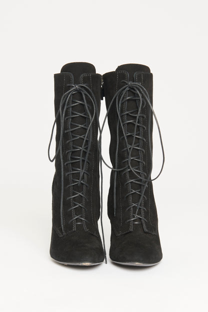 Black Suede Preowned Lace Up Boots