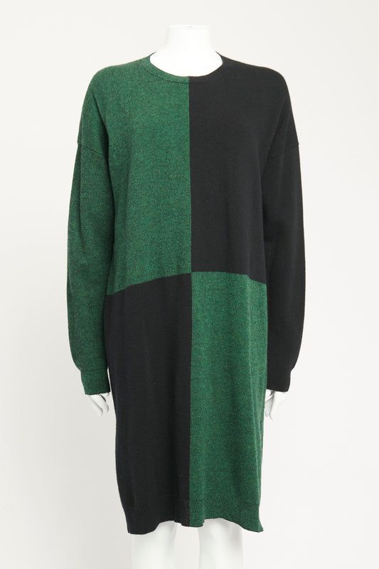 Block Print Wool Preowned Sweater Dress