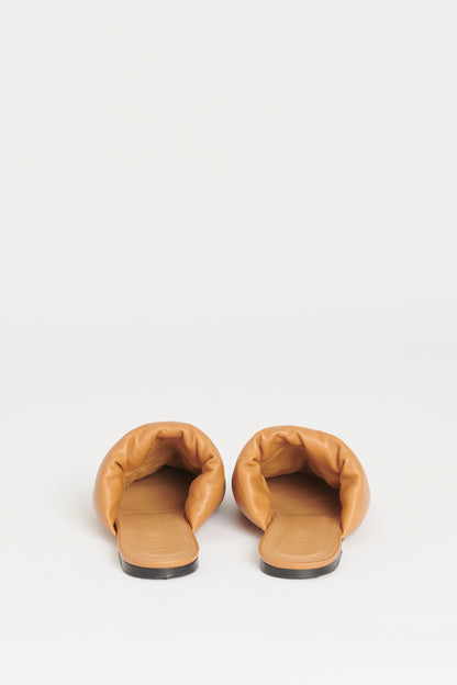 Sand Leather Preowned Puffy Anagram Mules