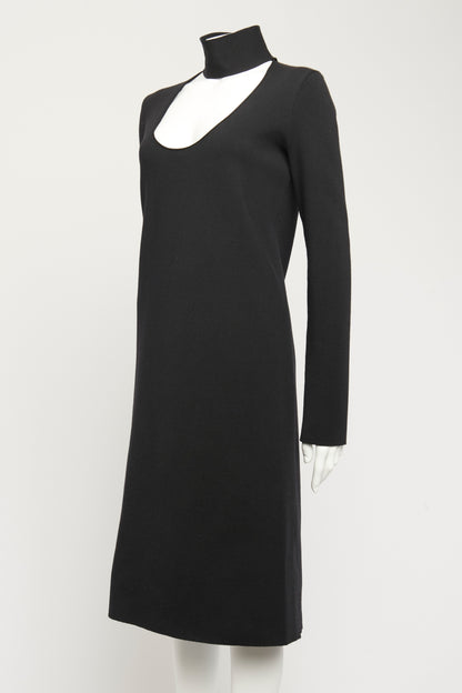 2019 Black High Neck Preowned Knit Dress