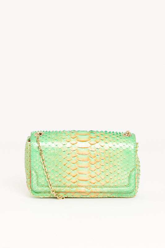 2012 Green Python Preowned 20th Anniversary Artemis Plumes Shoulder Bag