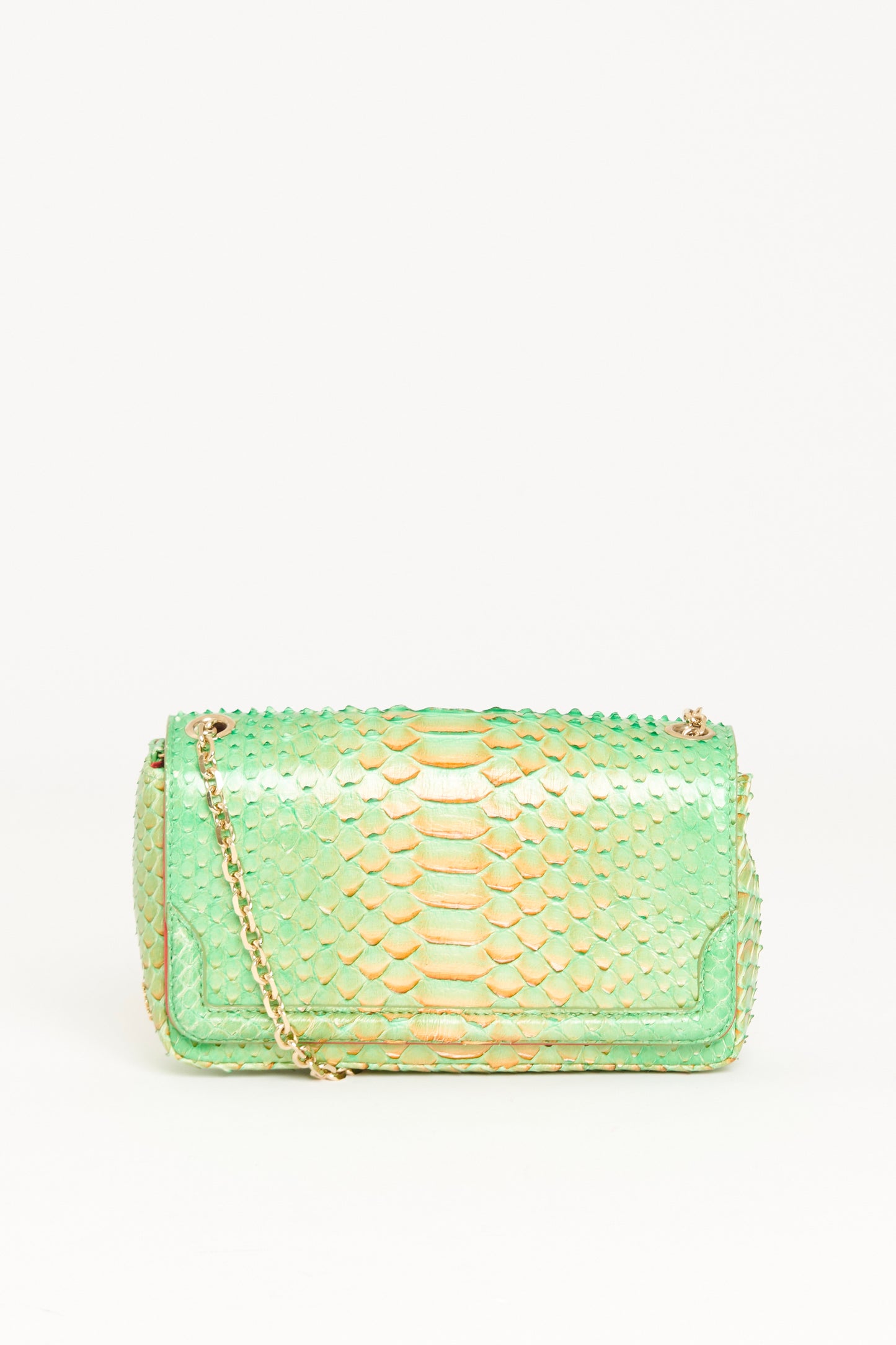 2012 Green Python Preowned 20th Anniversary Artemis Plumes Shoulder Bag