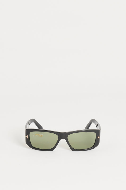 Shiny Black Acetate Preowned Andres Sunglasses