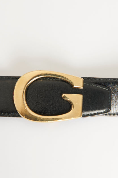 1995 Brown Leather Preowned Oversized G Logo Belt