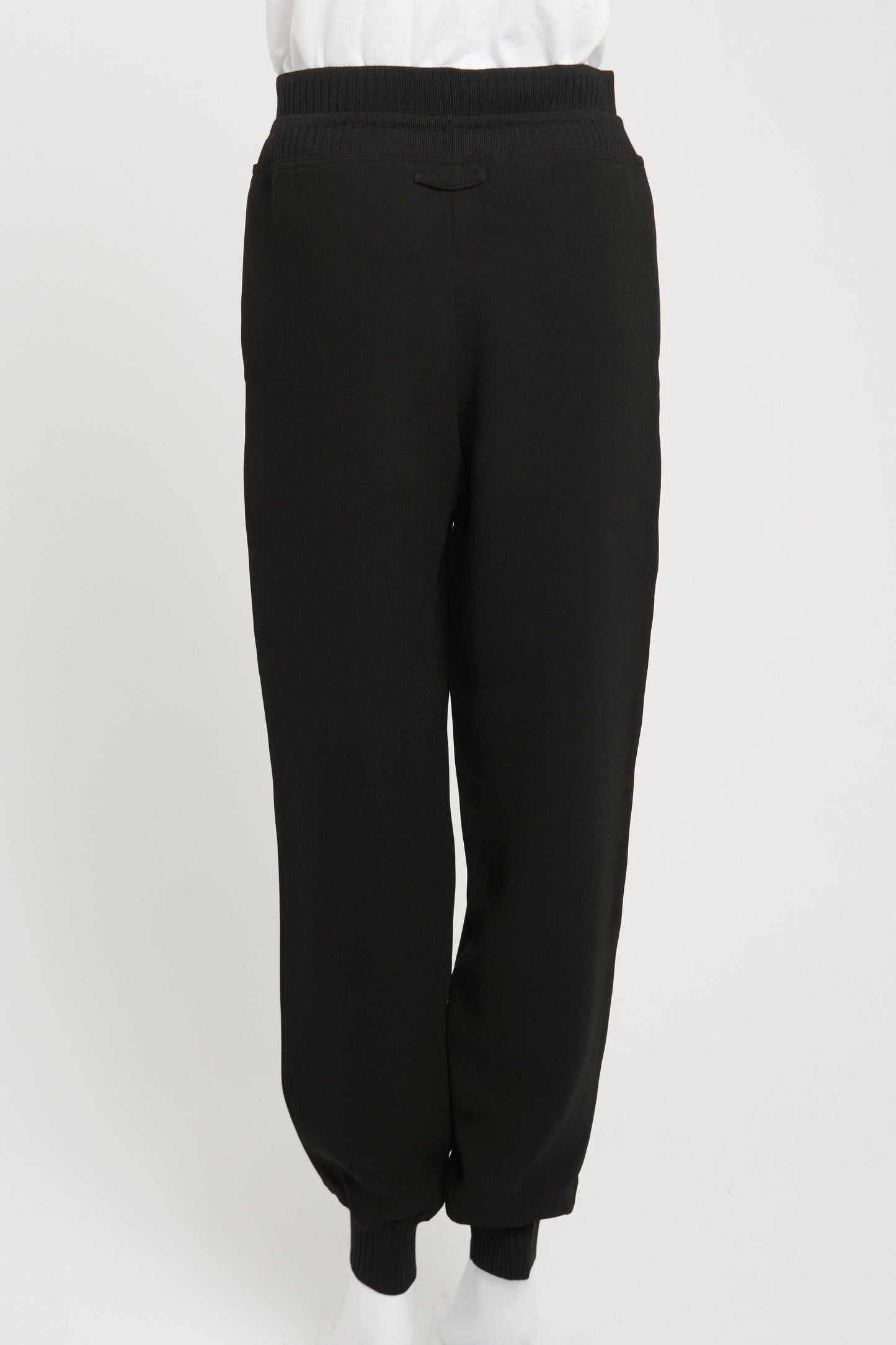 Black Crepe Preowned Drawstring Trousers