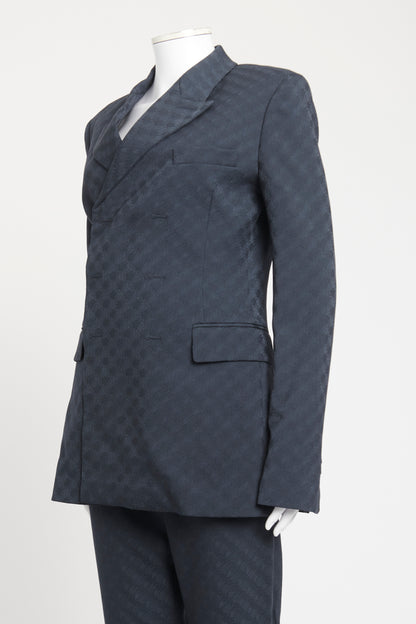 Navy Wool Preowned Double Breasted Suit