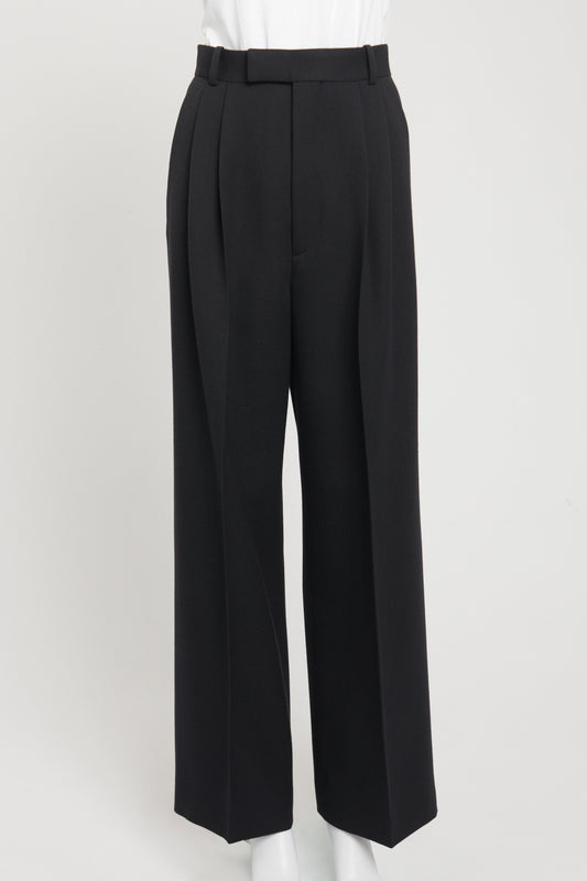 Navy Wool Preowned Wide Leg Trousers