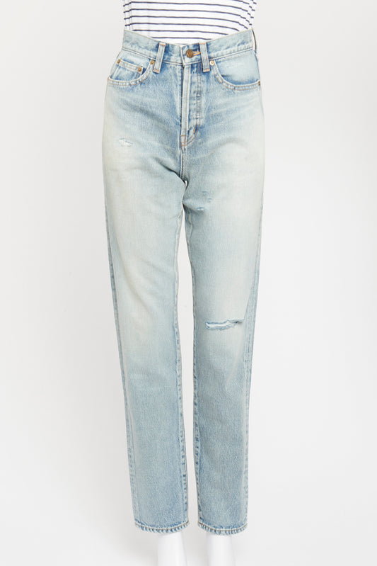 Blue Cotton Preowned D19 Light Wash Distressed Jeans