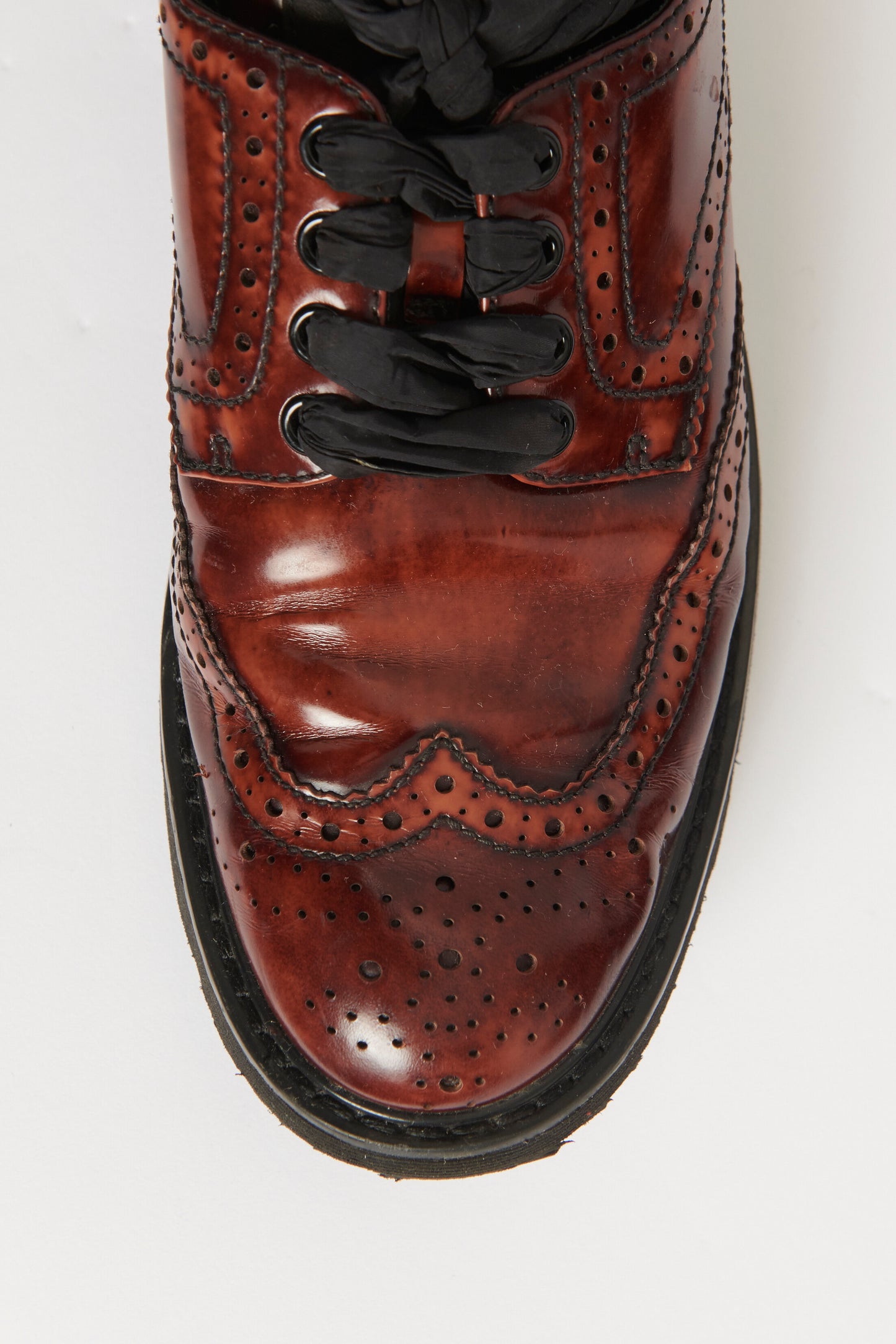 Brown Brogue Leather Spazzolato Preowned Oxfords