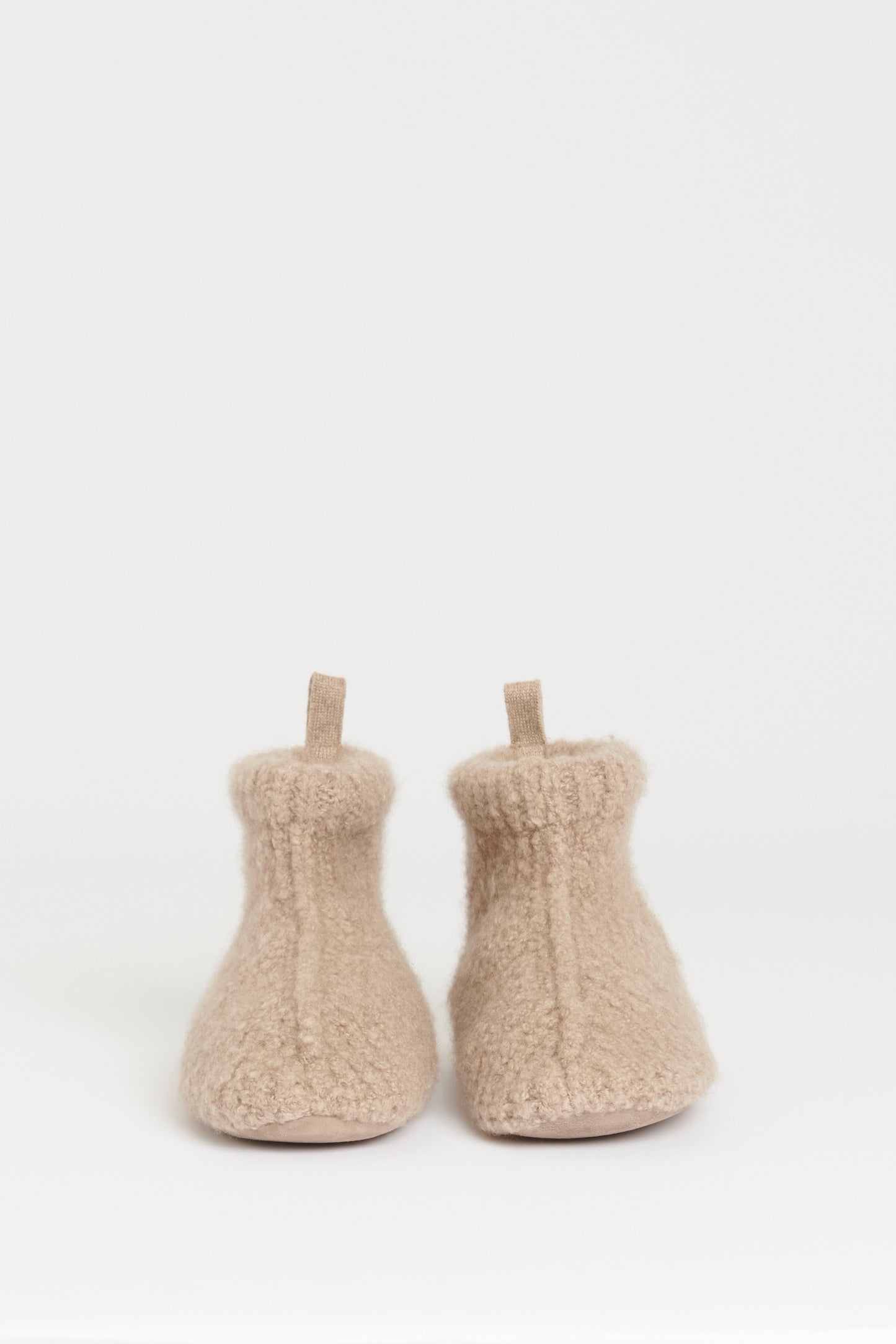 Taupe Cashmere Preowned Ribbed Knit Slippers