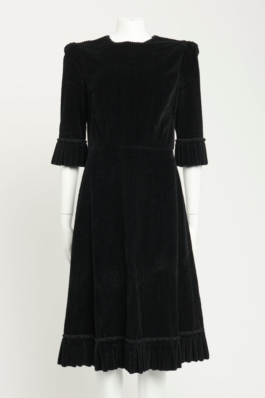 Black Corduroy Preowned Day Midi Dress