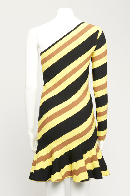 One Shoulder Striped Preowned Mini Dress