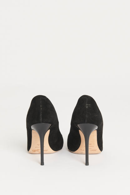 Black Suede Preowned Amika Cap Toe Pumps