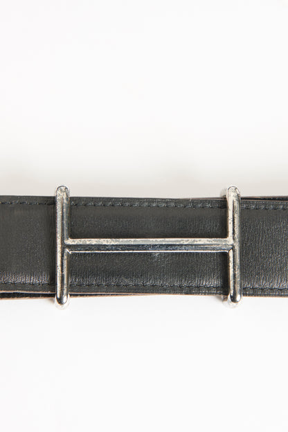 2005 Black Leather Preowned H Idem Reversible Belt