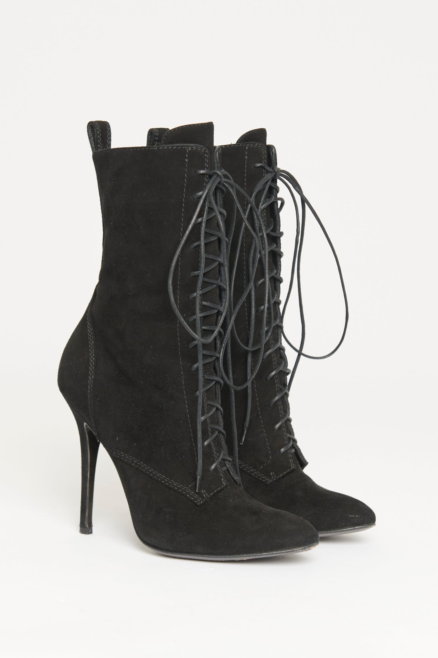 Black Suede Preowned Lace Up Boots