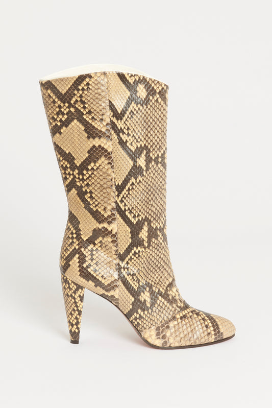 Brown Python Preowned Calf Boots