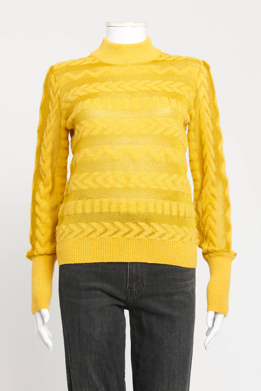 Yellow Rayon Blend Preowned Fine Knit Jumper