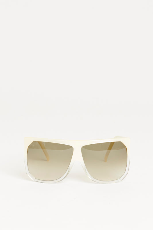 Cream Pearlescent Preowned Oversized Sunglasses
