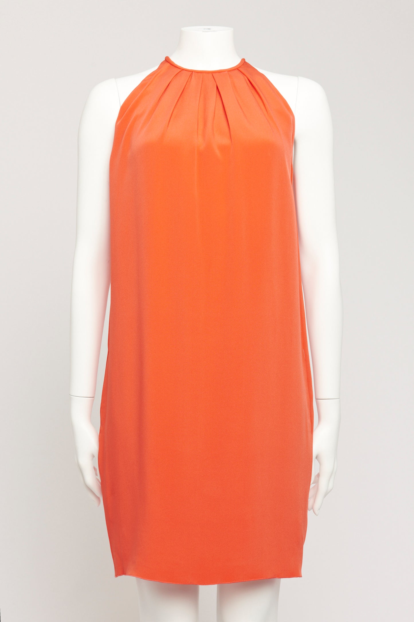 2011 Phoebe Orange Silk Preowned Pleated Mini Dress