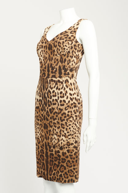 Leopard Viscose Blend Preowned Knee Length Dress