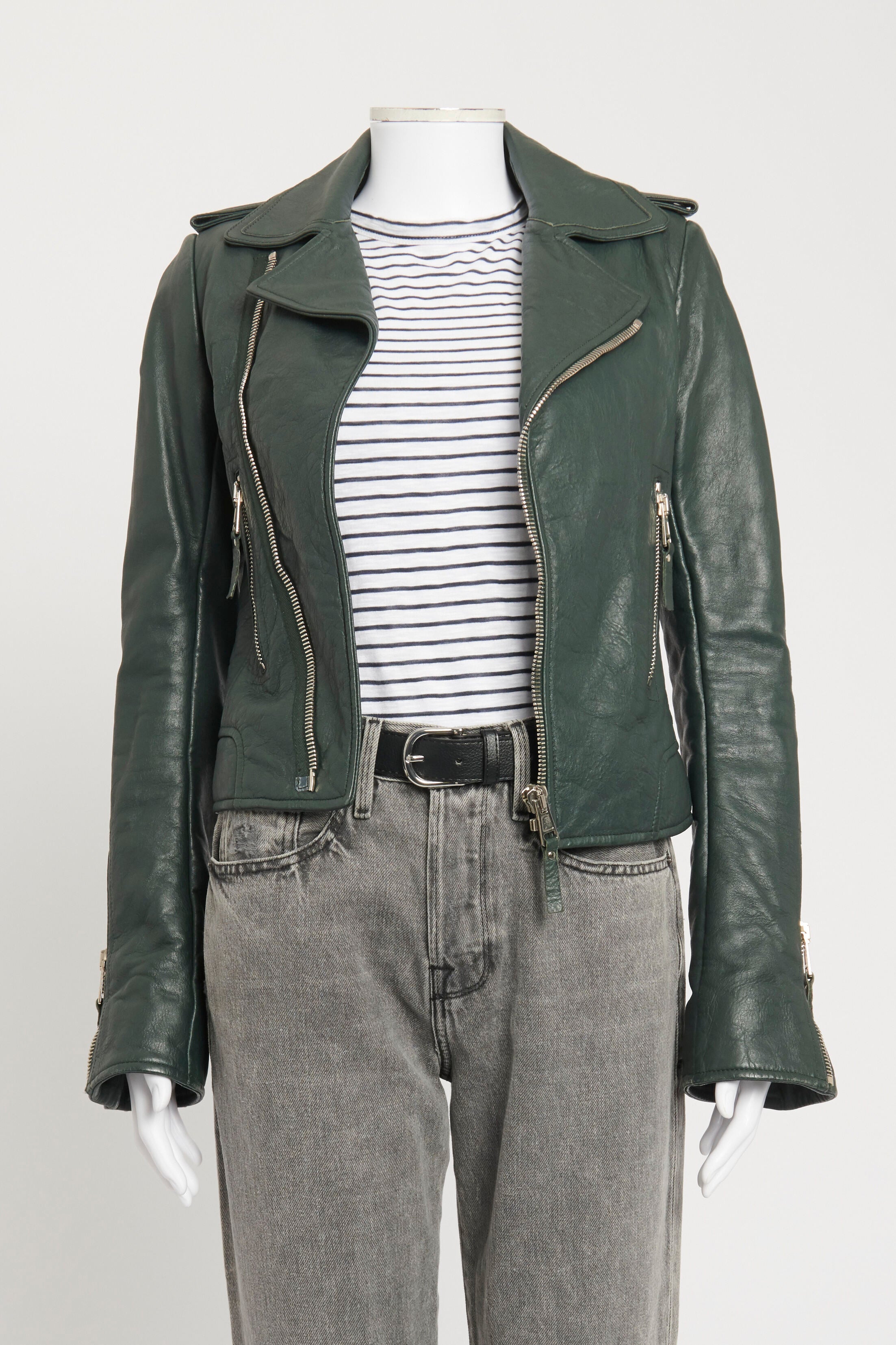 Dark green sale biker jacket