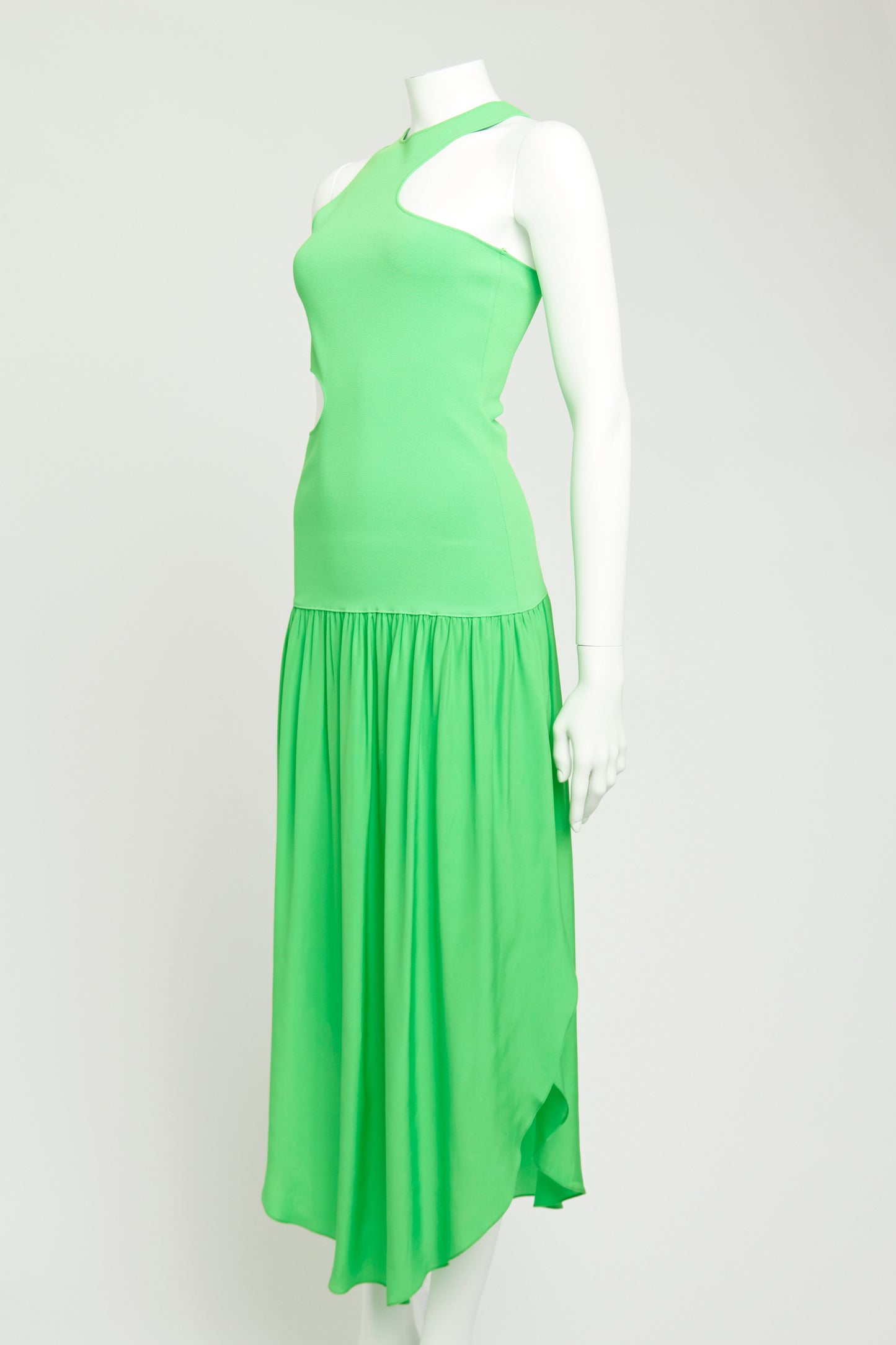2022 Green Silk Envers Cutout Preowned Dress