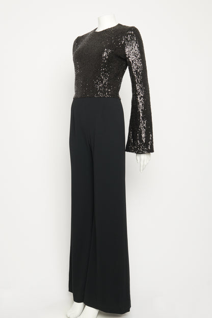 Black Sequin Wide Leg Preowned Jumpsuit