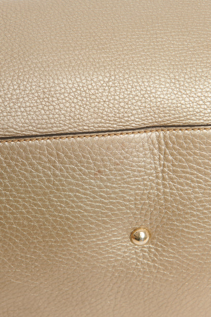 Golden Beige Leather Preowned Bamboo Tote